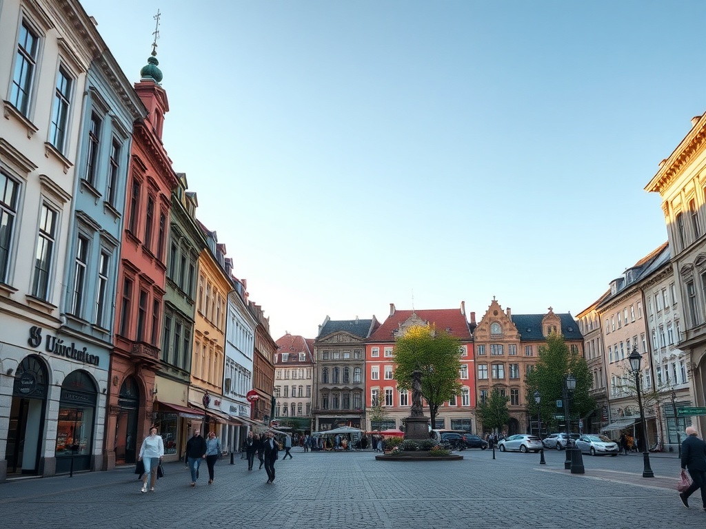 Grafika symbolizująca transport, sport i edukację w Szczecinie