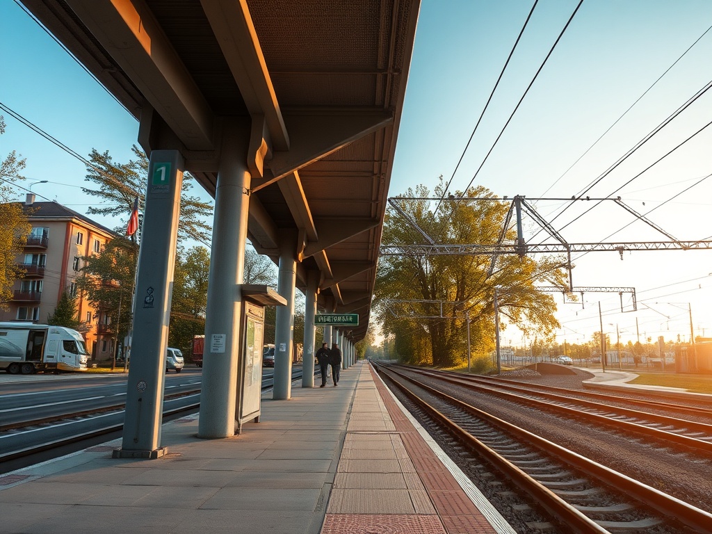 Ilustracja przedstawiająca ruch uliczny w centrum Szczecina z widocznymi utrudnieniami, symbolizująca wyzwania transportowe.