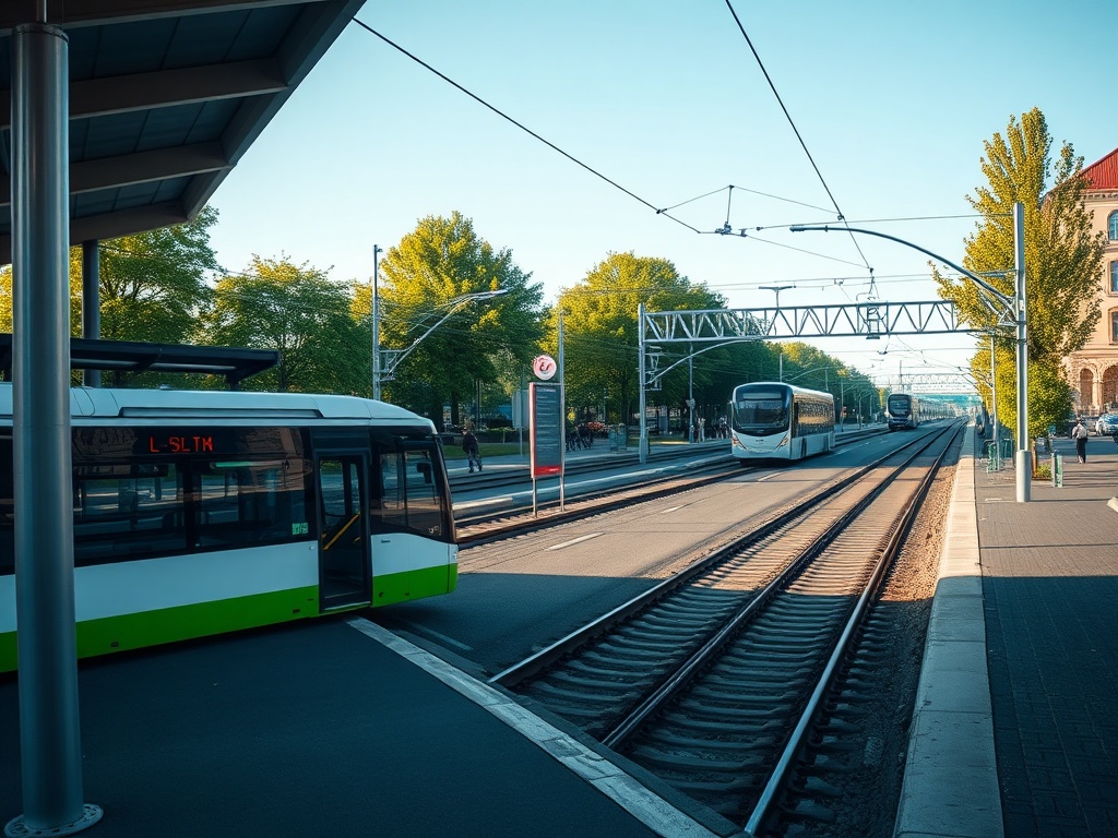 Nowoczesny autobus elektryczny na ulicy w Szczecinie jako element Strefy Czystego Transportu
